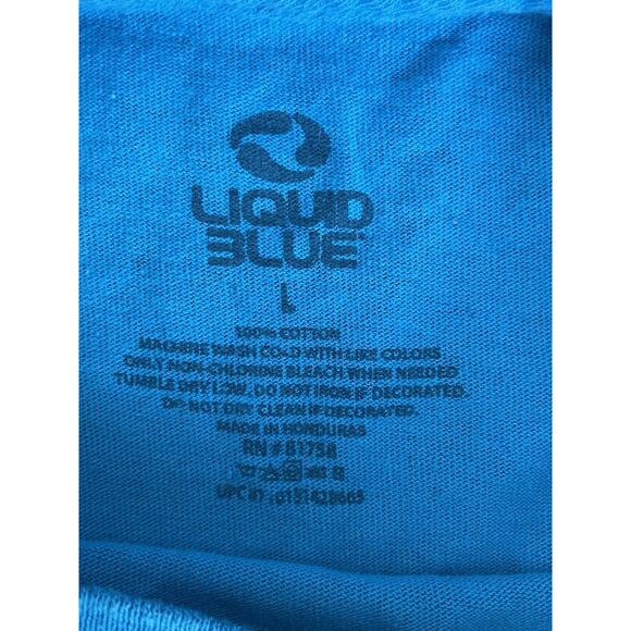 Grateful Dead Shirt Mens Large Blue Liquid Blue Tie Dye Skeleton Roses Band Tee - Picture 4 of 6